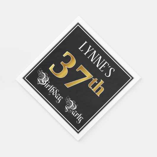 37th Birthday Party — Fancy script, Faux Gold look Servet (Hoek)