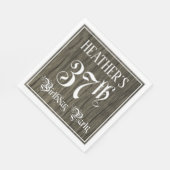 37th Birthday Party — Fancy script, Faux Wood Kijk Servet (Hoek)