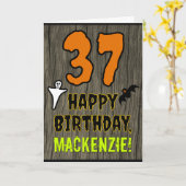 37th Birthday: Spooky Halloween Theme, Custom Name Kaart (Gele Bloem)