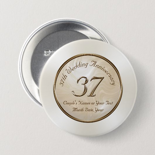 37th Wedding Jubileum Pins, Gepersonaliseerd Ronde Button 7,6 Cm (Voorkant /achterkant)