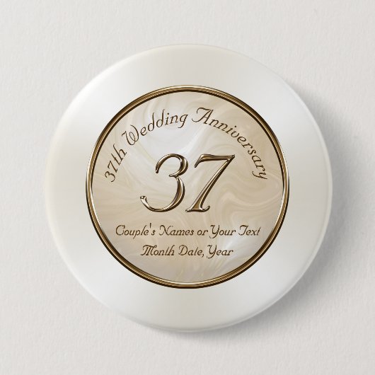 37th Wedding Jubileum Pins, Gepersonaliseerd Ronde Button 7,6 Cm (Voorkant)