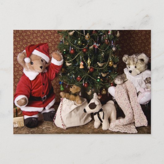 3806 Teddy Bear Santa Kerstmis Feestdagenkaart (Voorkant)
