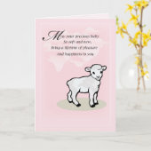 3832 Baby Girl Lamb gefeliciteerd Kaart (Gele Bloem)