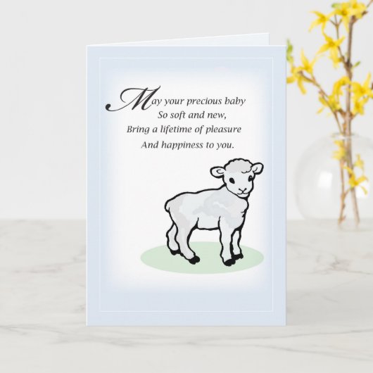 3833 Gefeliciteerd Baby Boy Lamb Kaart (Gele Bloem)