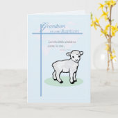 3877 Kleinzoon Doop Jongen Lamb Kaart (Gele Bloem)