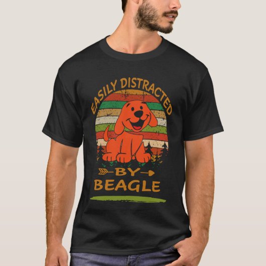38 Gemakkelijk Afgeleid Door Beagle T-shirt (Voorkant)