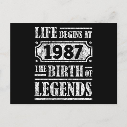38 jaar oud 1987 Geboorte van de legende 38e verja Briefkaart (Voorkant)