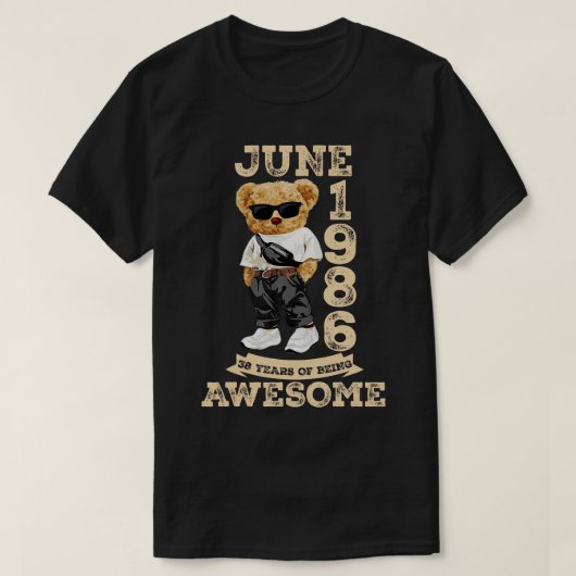38 Jaar Oud Geweldige Juni 1986 38e Verjaardag T-shirt (Design voorkant)