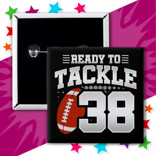 38 Jaar Oud Tackle Football Party 38e Verjaardag Vierkante Button 5,1 Cm