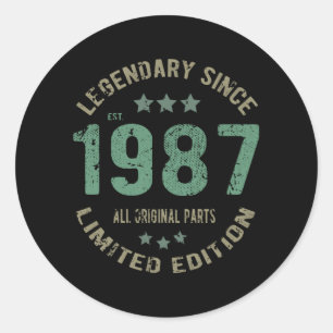 38 jaar oude Bday 1987 Legend 38ste verjaardag cad Ronde Sticker