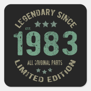 38 jaar oude dag 1983 Legend sinds 38 september 20 Vierkante Sticker