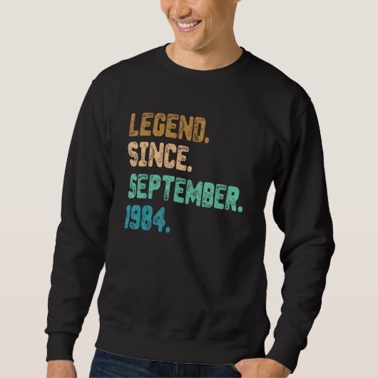 38 jaar oude leggende sinds september 1984 38e geb trui (Voorkant)