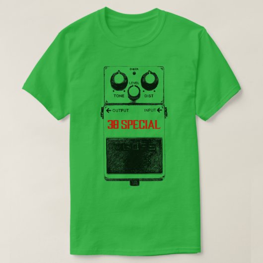 38 Speciaal gitaarpedaal T-shirt (Design voorkant)