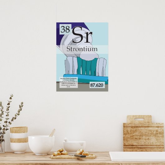 38. Strontium (Sr) Periodieke tabel van de element Poster (Keuken)