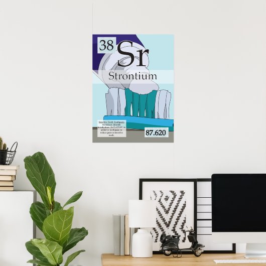 38. Strontium (Sr) Periodieke tabel van de element Poster (Thuiskantoor)