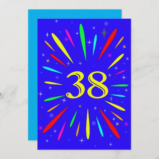 38e aanloopexplosie van de verjaardagspartij kaart (Voorkant / Achterkant)