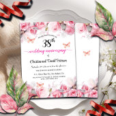 38e bruiloft Jubileum Elegante Blush Rozen Kaart
