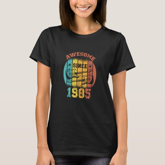 38e  geboortedag 1985 Retro 38 jaar oud Guit T-shirt (Voorkant)