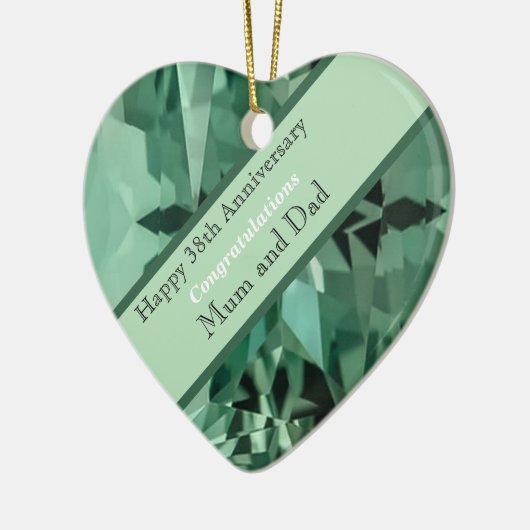 38e Jubileum voor bruiloft Beryl Keramisch Ornament (Links)