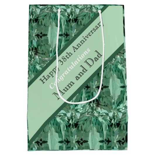 38e Jubileum voor bruiloft Green Beryl Medium Cadeauzakje (Achterkant)