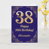 38e marineblauw en goudglitter-Lijst Kaart (Gele Bloem)