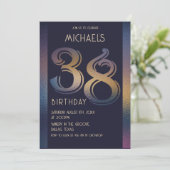 38e paarse en gouden verjaardag kaart (Staand voorkant)