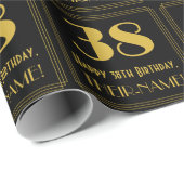 38e verjaardag ~ Art Deco geïnspireerd look "38",  Cadeaupapier (Rol Hoek)