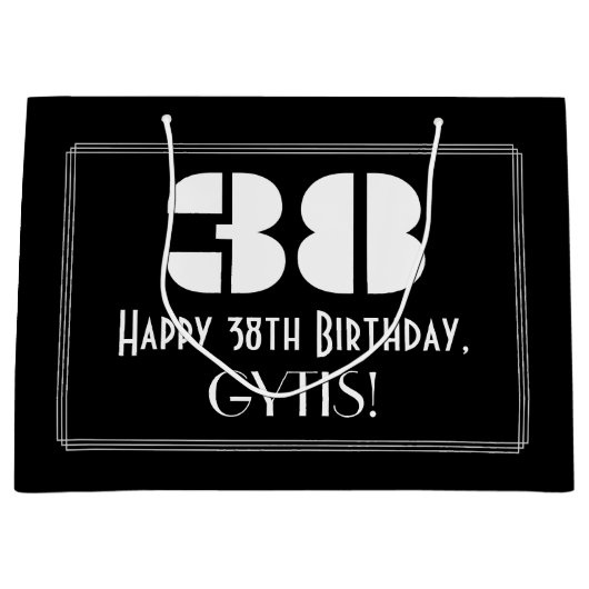 38e verjaardag ~ Art Deco geïnspireerd look "38" + Groot Cadeauzakje (Voorkant)