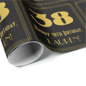 38e verjaardag - Art Deco geïnspireerde look "38"  Cadeaupapier (Rol Hoek)