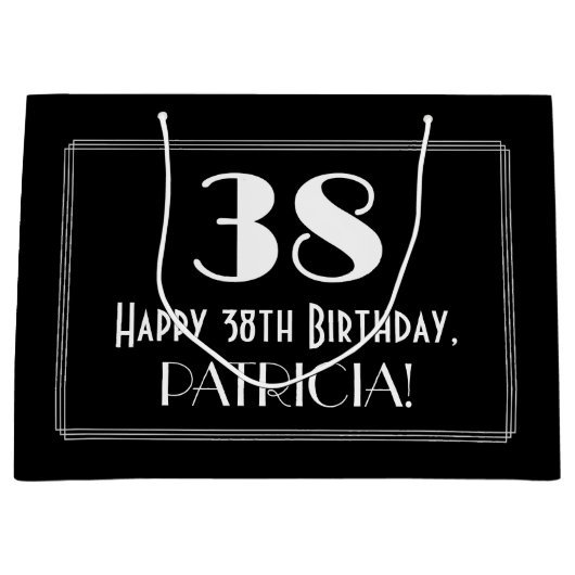 38e verjaardag: Art Deco geïnspireerde stijl "38", Groot Cadeauzakje (Voorkant)