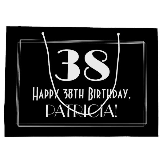 38e verjaardag: Art Deco geïnspireerde stijl "38", Groot Cadeauzakje (Achterkant)