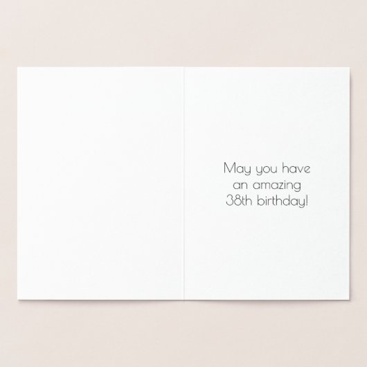 38e verjaardag ~ Art Deco stijl "38" & aangepaste  Folie Kaarten (Binnen)