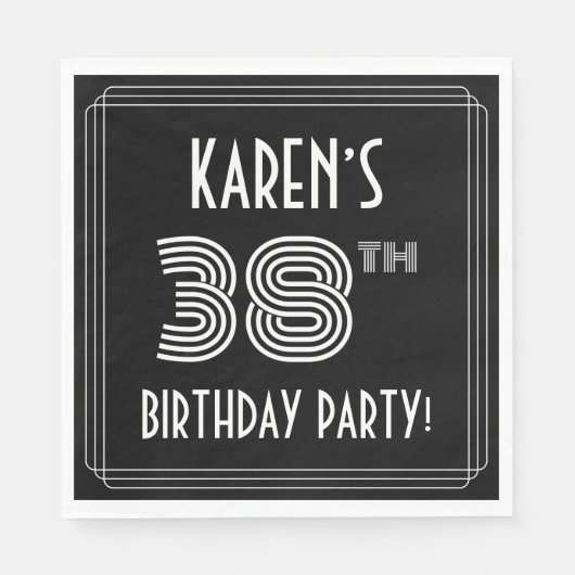 38e verjaardag: Art Deco Style + aangepaste naam Servet (Voorkant)