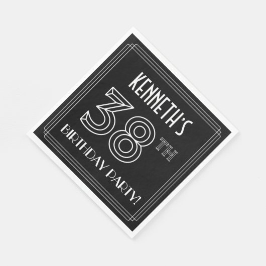 38e verjaardag: Art Deco Style + aangepaste naam Servet (Hoek)