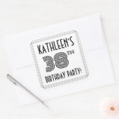 38e verjaardag: Art Deco Style + aangepaste naam Vierkante Sticker (Envelop)