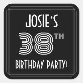 38e verjaardag: Art Deco Style en aangepaste naam Vierkante Sticker (Voorkant)
