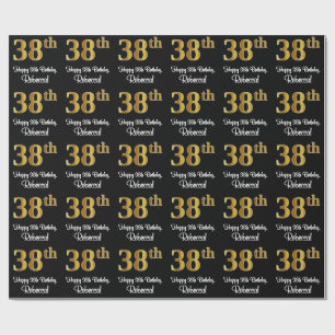 38e verjaardag: Elegant Luxe Faux Gold Look # Cadeaupapier