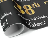 38e verjaardag: Elegant Luxe Faux Gold Look # Cadeaupapier (Rol Hoek)