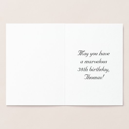 38e verjaardag: Elegant,  Manuscript; de Naam van  Folie Kaarten (Binnen)
