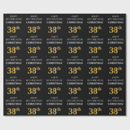 38e verjaardag: Elegant, zwart, Faux Gold look Cadeaupapier