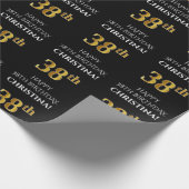 38e verjaardag: Elegant, zwart, Faux Gold look Cadeaupapier (Hoek)