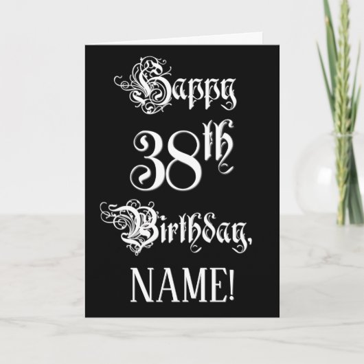 38e verjaardag: Fancy, Elegant Schrift + Eigen Naa Kaart (Voorkant)