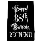 38e verjaardag: Fancy, elegant script + aangepaste Medium Cadeauzakje (Achterkant)