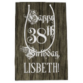 38e verjaardag: Fancy, Faux Wood Kijk + Aangepaste Medium Cadeauzakje (Voorkant)