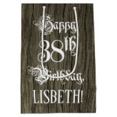 38e verjaardag: Fancy, Faux Wood Kijk + Aangepaste Medium Cadeauzakje (Achterkant)