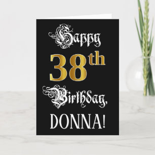 38e verjaardag — Fancy script; Faux Gold Kijk; naa Kaart