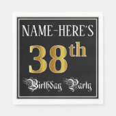 38e verjaardag — Fancy script, Faux Gold look Servet (Voorkant)