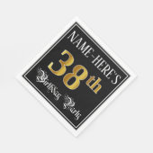 38e verjaardag — Fancy script, Faux Gold look Servet (Hoek)