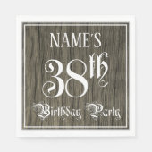 38e verjaardag — Fancy script, Faux Wood Kijk Servet (Voorkant)