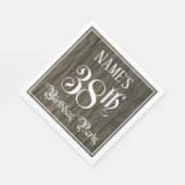 38e verjaardag — Fancy script, Faux Wood Kijk Servet (Hoek)